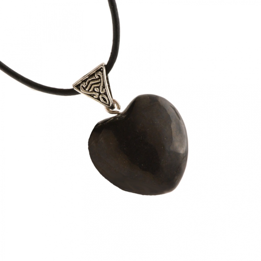 Carved Shungite Heart Necklace Protects